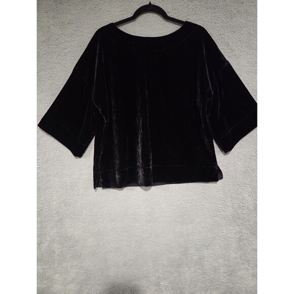 Soft Surroundings Velvet Tunic Womens L Petite Black 3/4 Bell Sleeve Lagenlook - Picture 7 of 8
